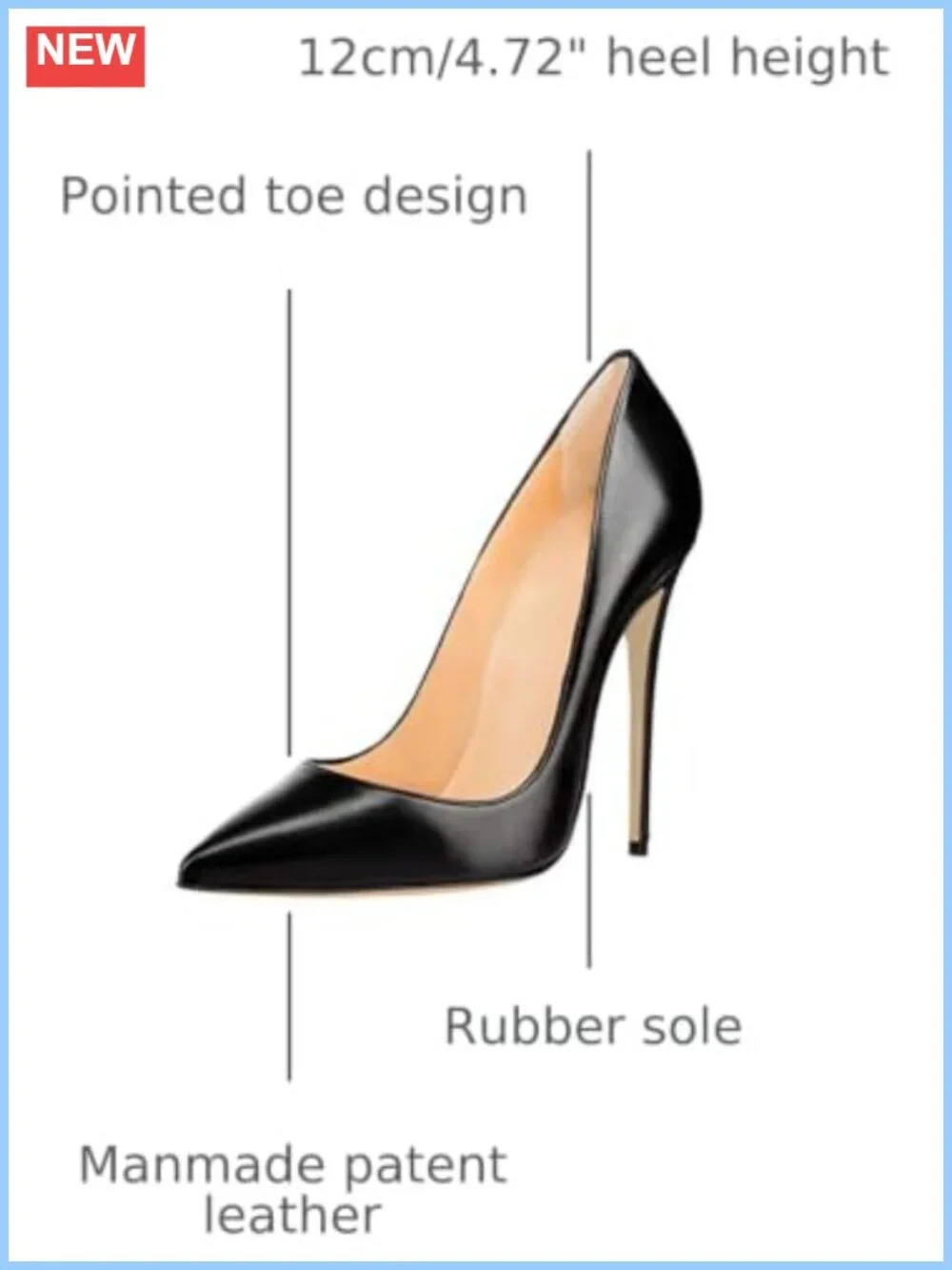 Women's Pointed Toe Stiletto Pumps Faux Leather 4.72